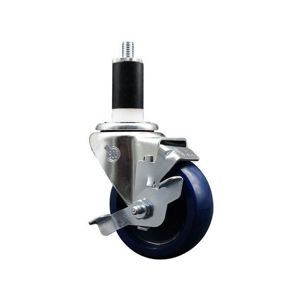 3.5'' Solid Poly Swivel 1-3/8'' Expanding Stem Caster with Brake